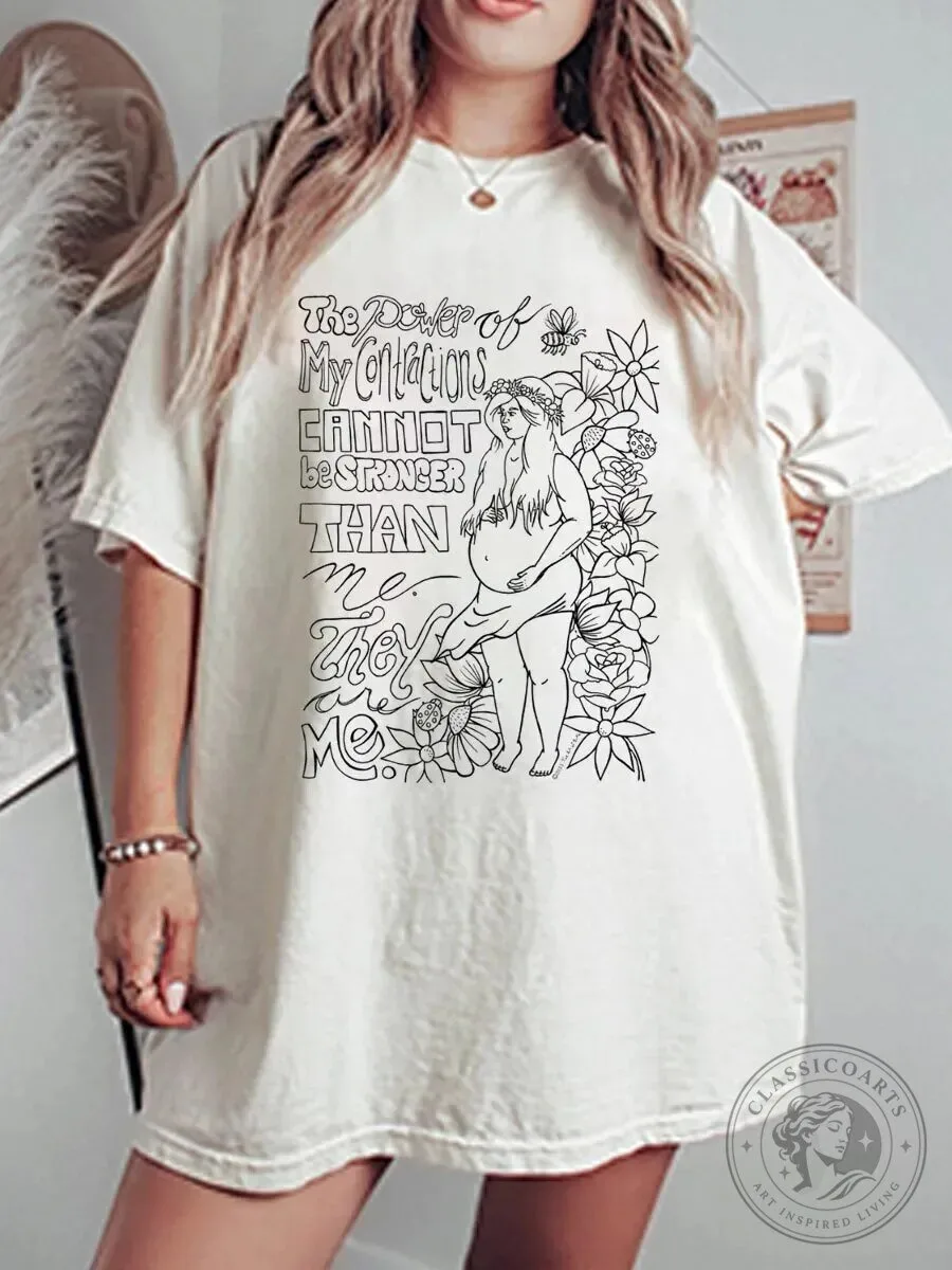 Empowering Pregnant Woman Floral Design Maternity T-Shirt for Expecting Mothers