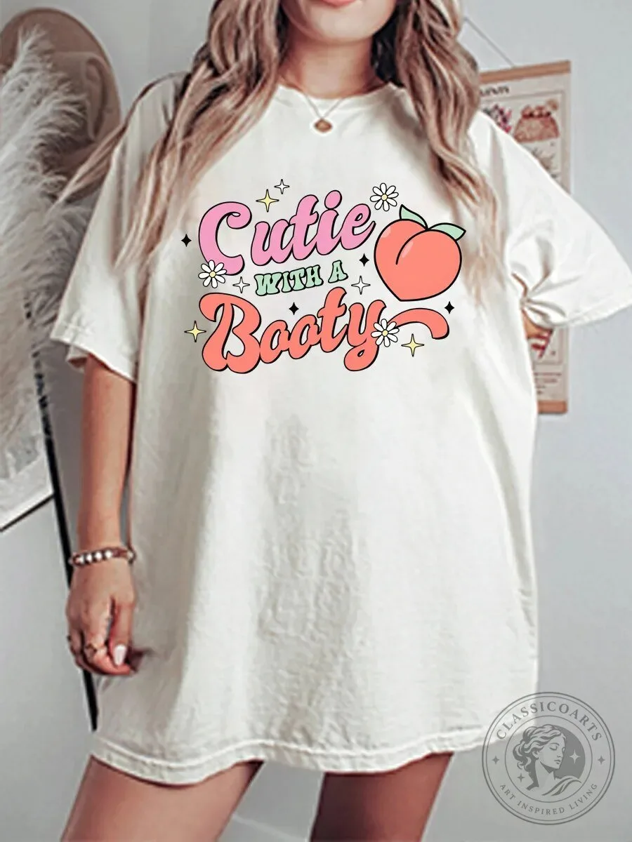 Cute Booty Peach Graphic Funny Oversized Vintage Style T-Shirt