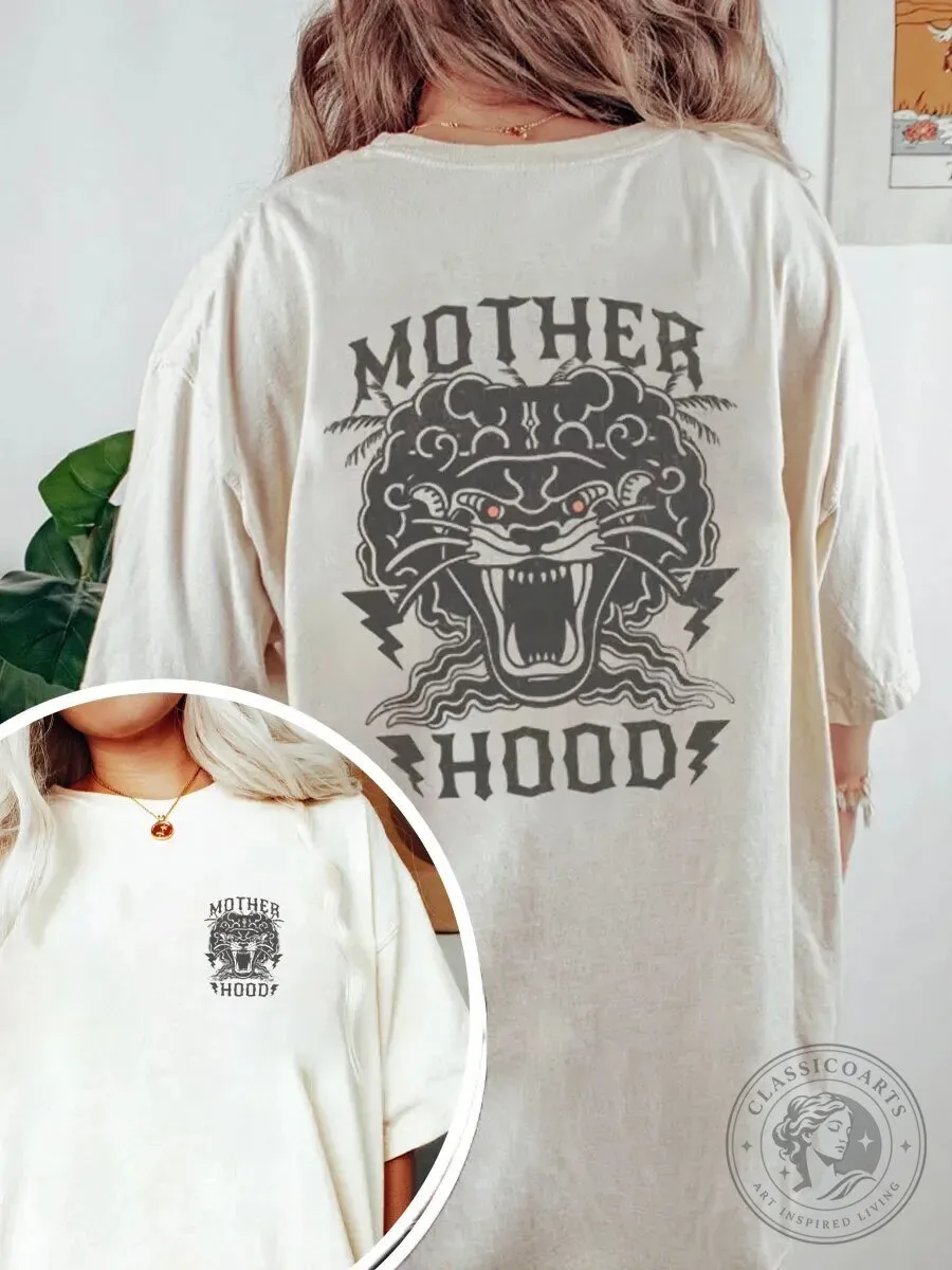Vintage Motherhood Tiger Head Graphic Oversized T-Shirt