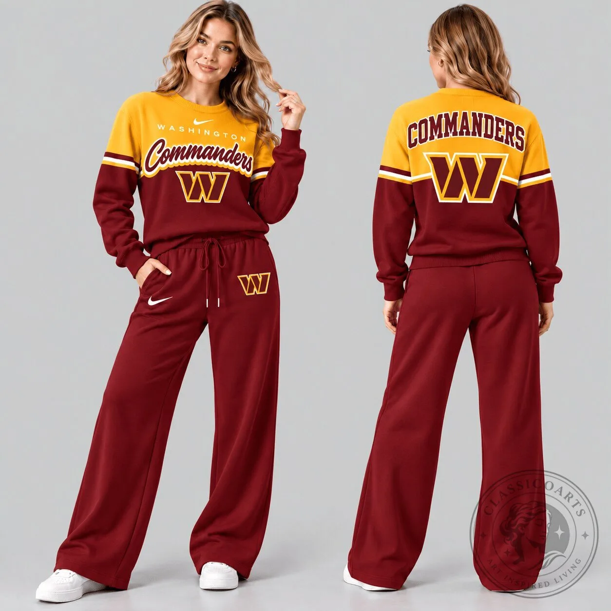 Washington Commanders NFL Football Team Women's Maroon and Gold Sweatshirt