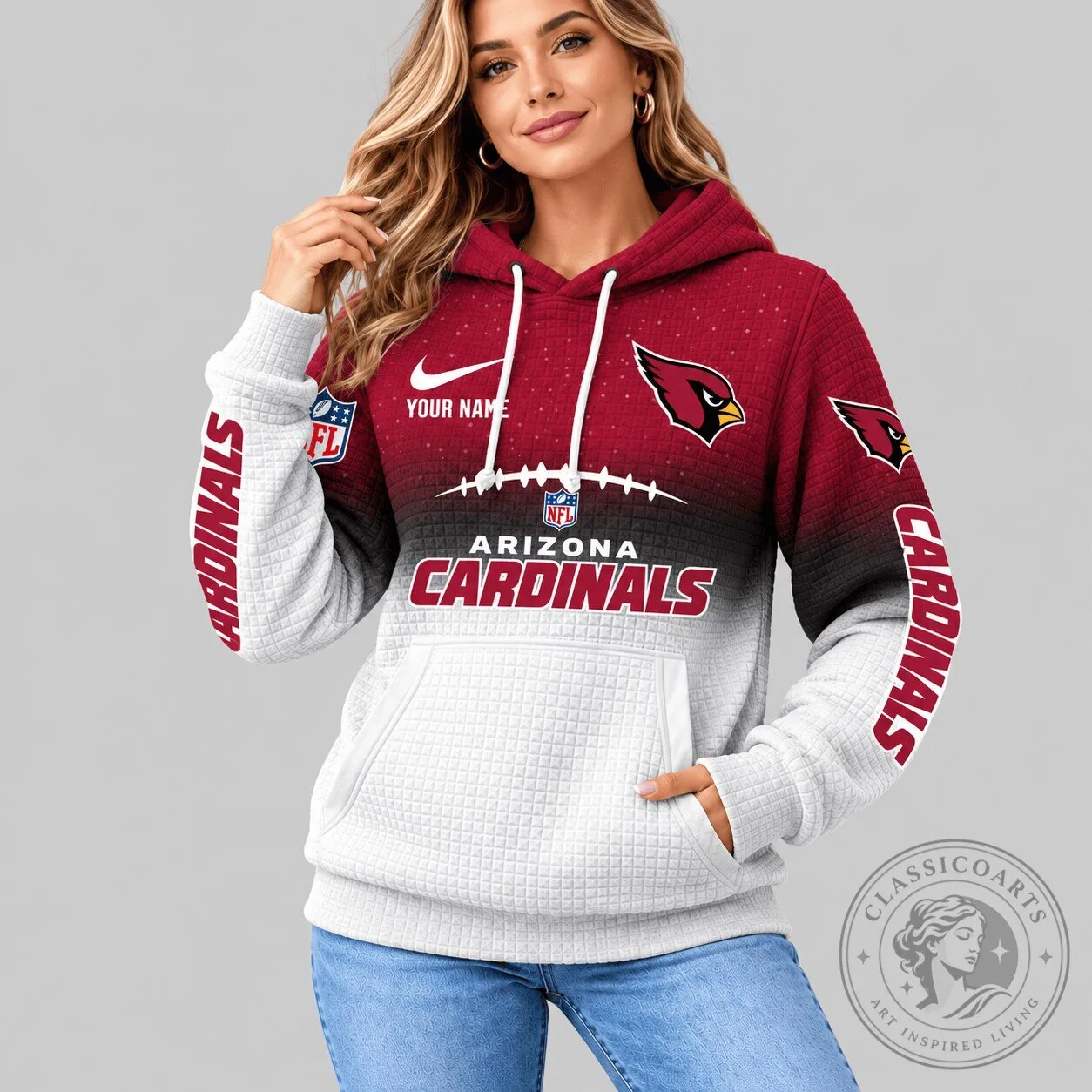 Arizona Cardinals Personalized Football Team Gradient Pattern Hoodie