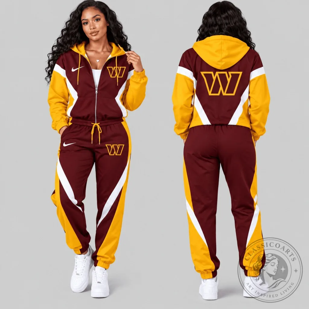 Washington Commanders NFL Team Logo Maroon and Gold Contrast Panel Hoodie Washington Commanders NFL Team Logo Maroon and Gold Contrast Panel Hoodie
