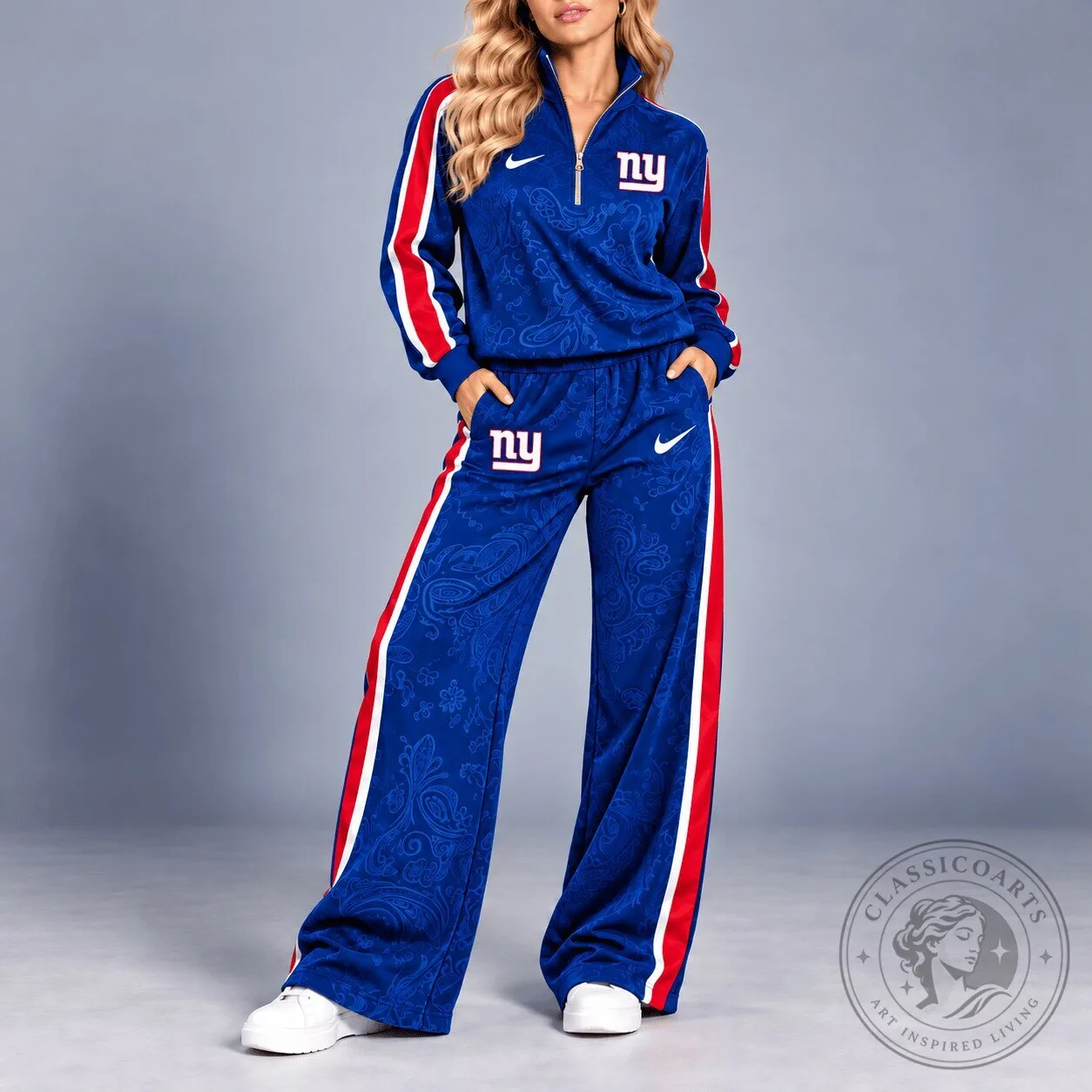 New York Giants Paisley Quarter-Zip Track Jacket 1 New York Giants Paisley Quarter-Zip Track Jacket