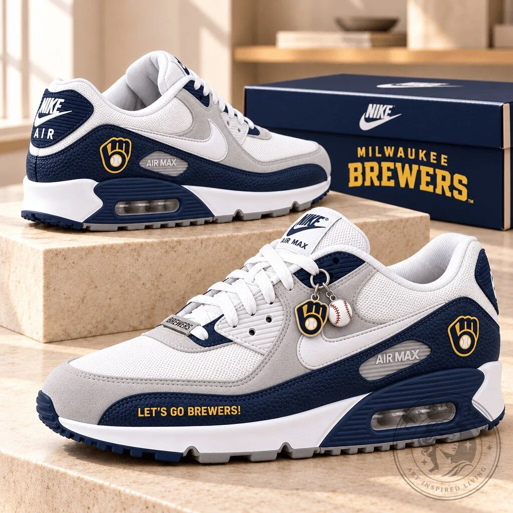 Milwaukee Brewers Baseball Team Fan Air Max Running Shoes 6 Milwaukee Brewers Baseball Team Fan Air Max Running Shoes