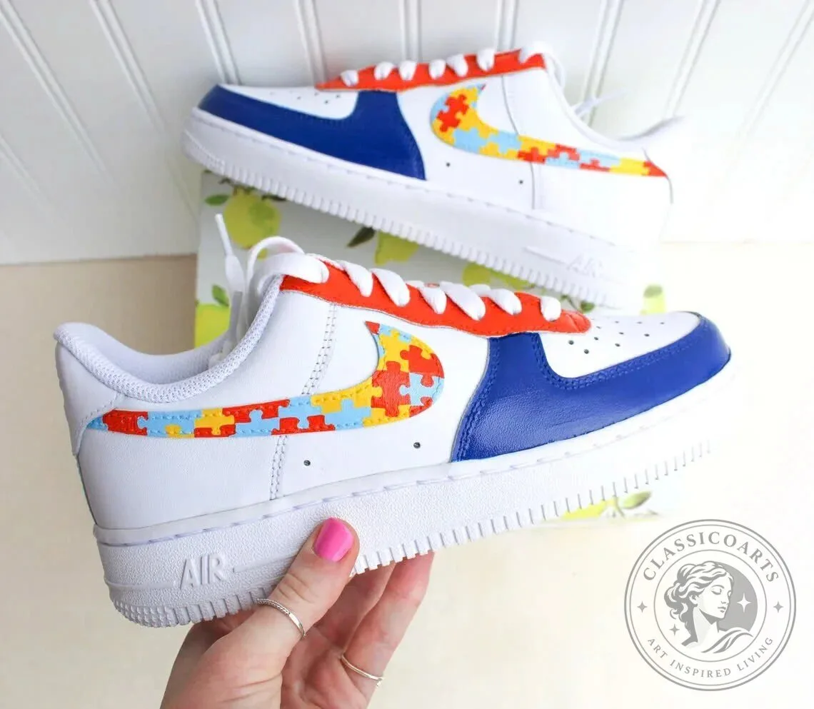 Autism Awareness Puzzle Piece Pattern Custom Nike Air Force 1 Sneakers 11 Autism Awareness Puzzle Piece Pattern Custom Nike Air Force 1 Sneakers