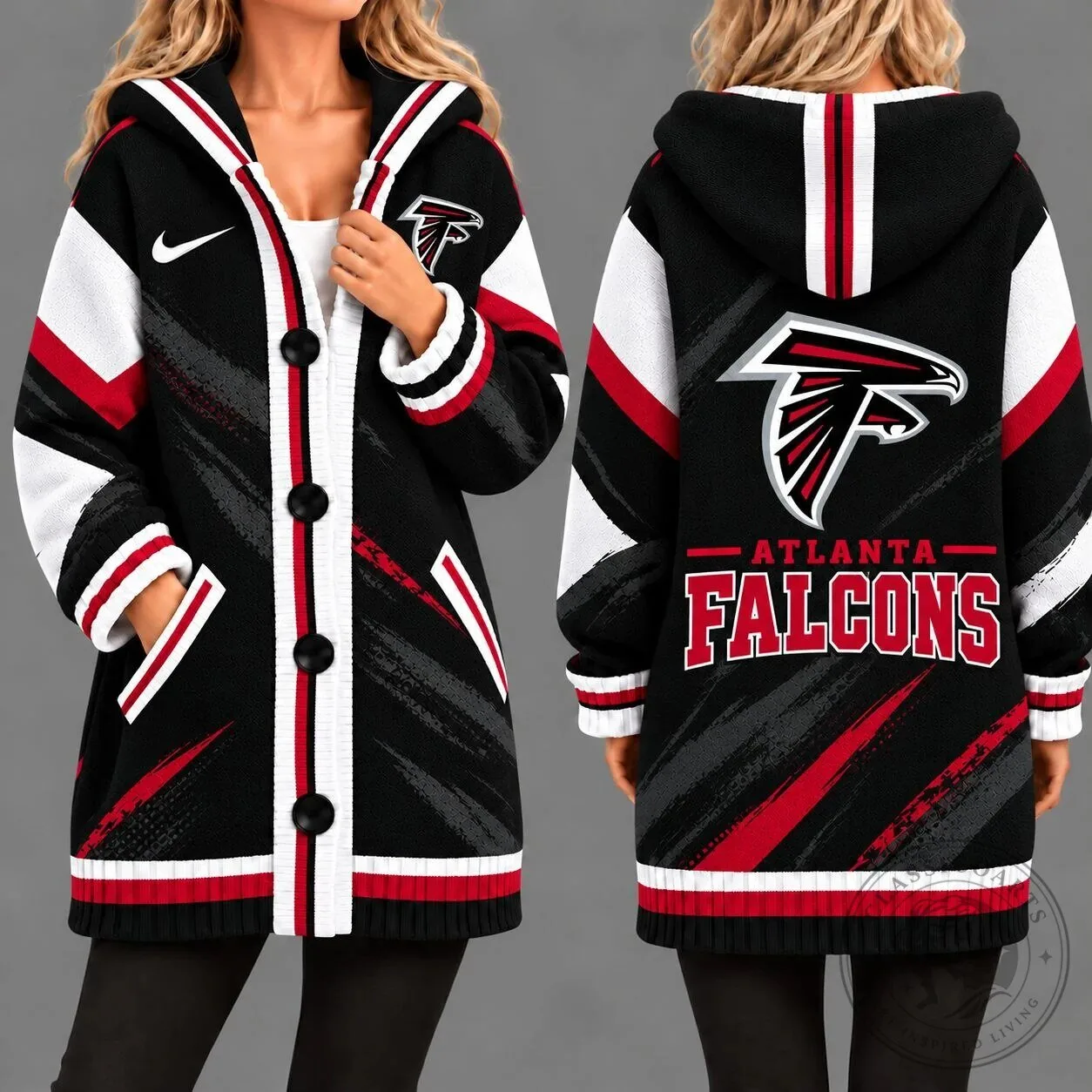 Atlanta Falcons NFL Team Pride Oversized Cardigan Hoodie for Women
