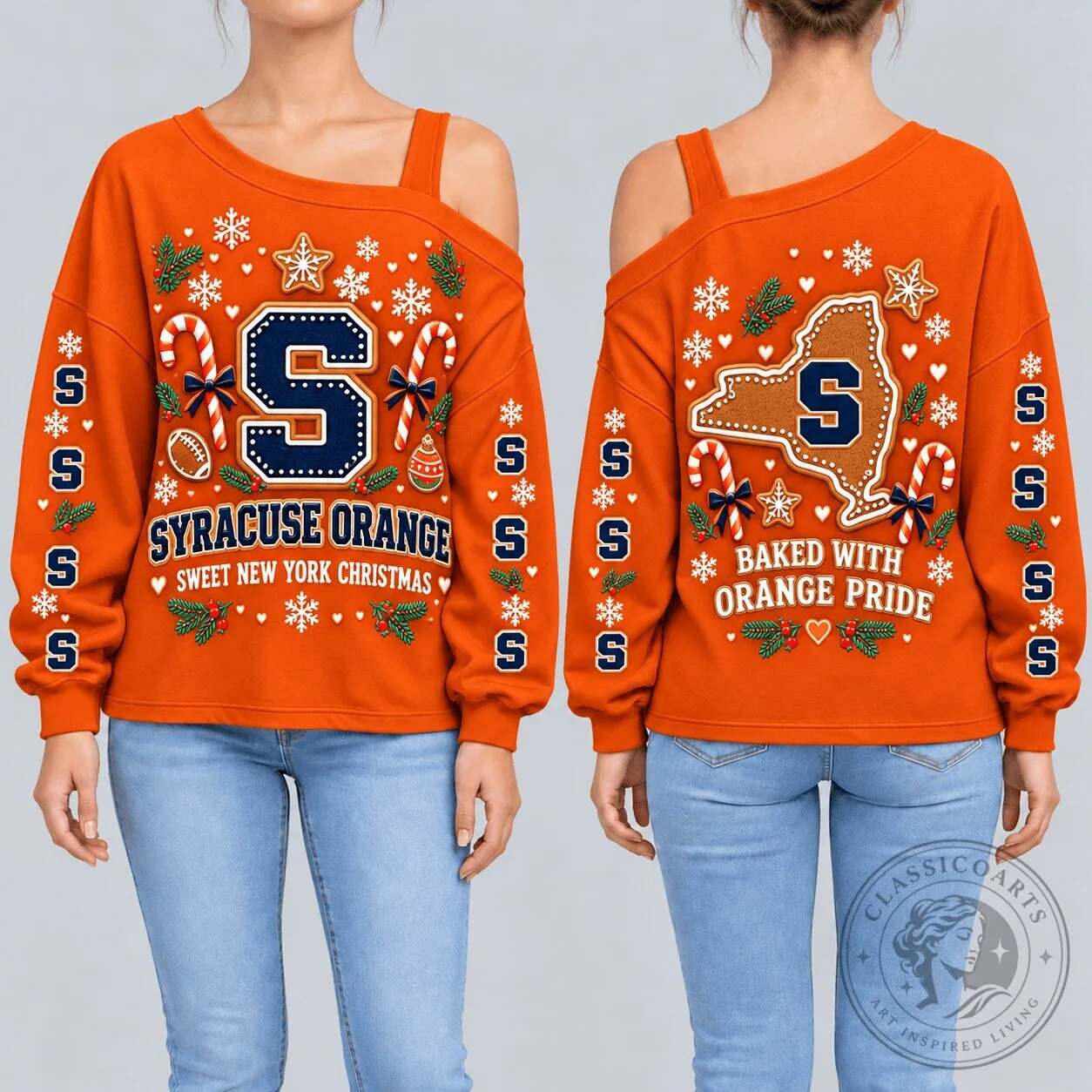 Syracuse Orange Sweet New York Christmas Gingerbread Ugly Sweater Sweatshirt