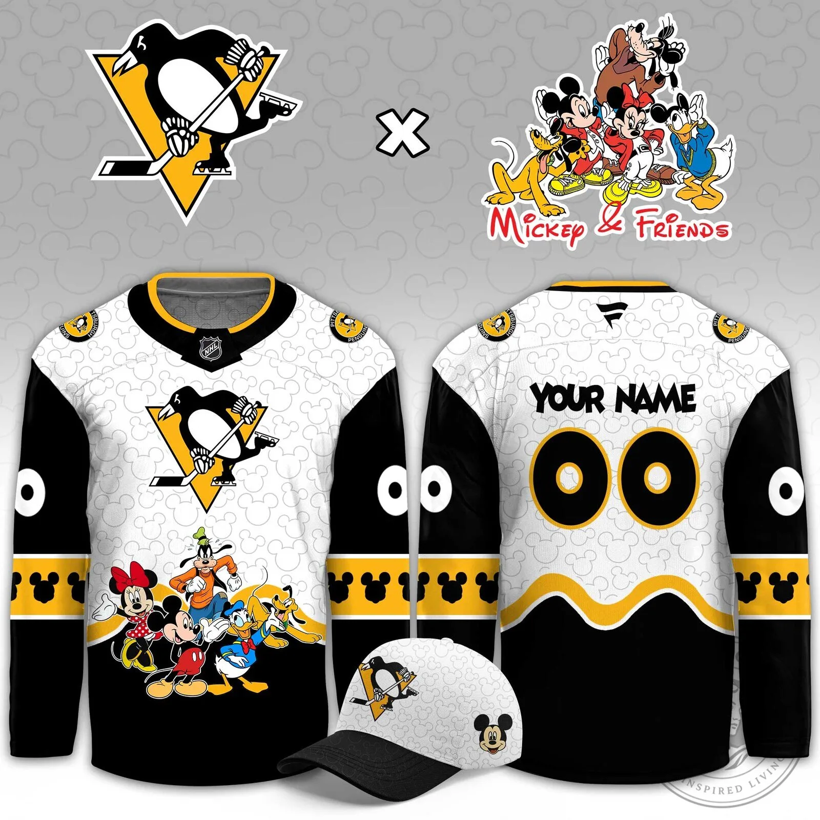 Pittsburgh Penguins Mickey Mouse and Friends Disney Hockey Jersey