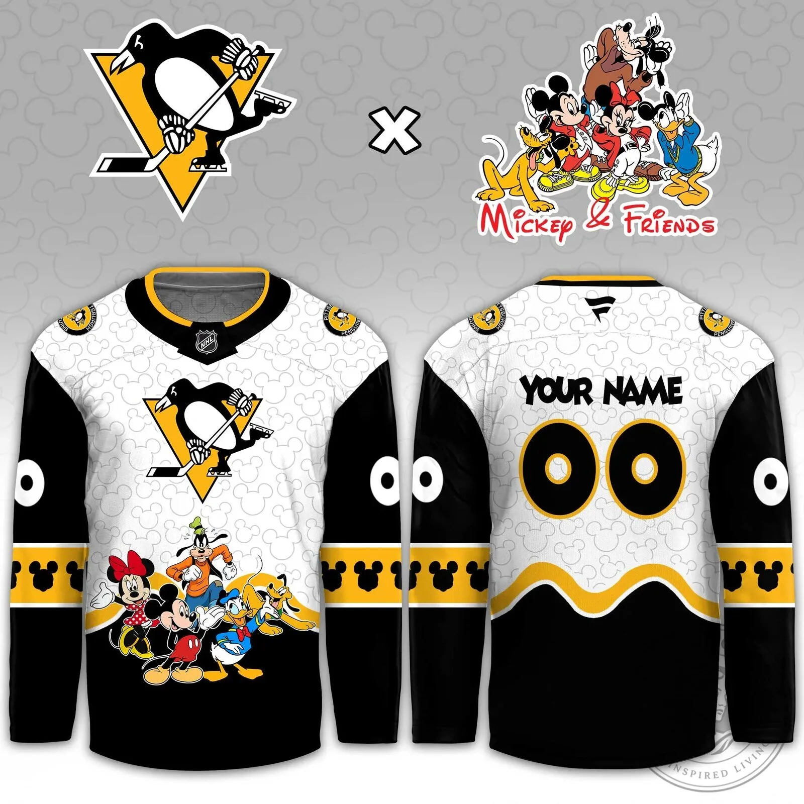 Pittsburgh Penguins Mickey Mouse and Friends Disney Hockey Jersey 4 Pittsburgh Penguins Mickey Mouse and Friends Disney Hockey Jersey