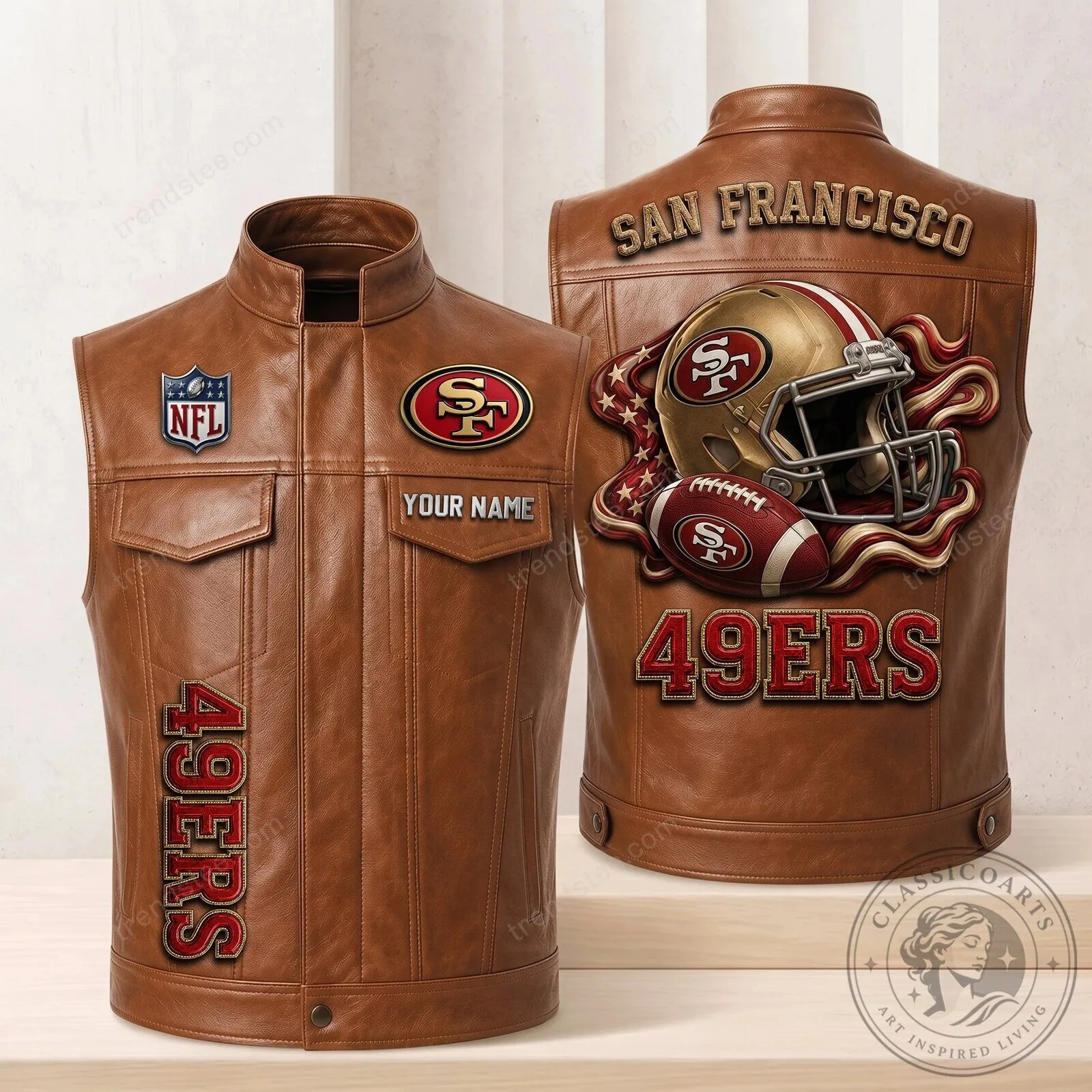 San Francisco 49ers NFL Football Team Custom Name Leather Vest