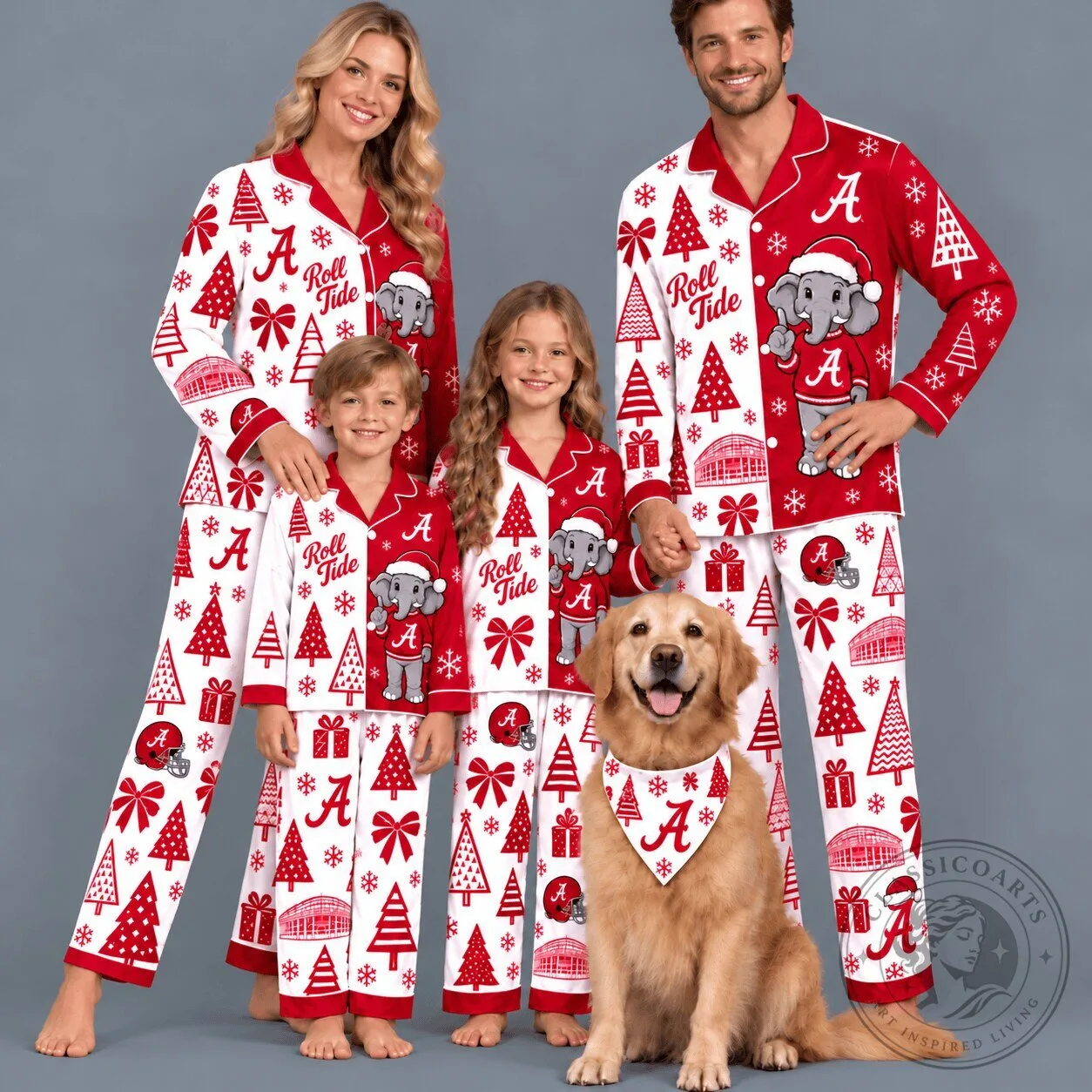 Alabama Crimson Tide Christmas Matching Family Pajamas Set