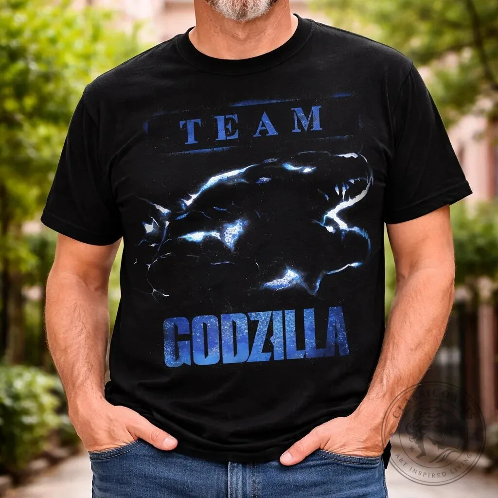 Team Godzilla Classic Movie Monster Black T-Shirt